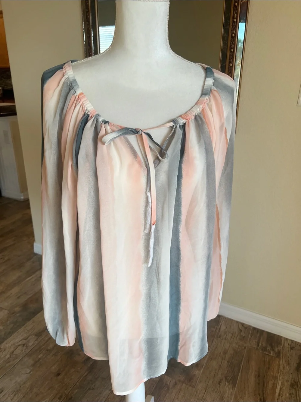 lovestitch Pastel Striped Sheer Blouse in Soft Blue and Pink - Picture 3 of 13